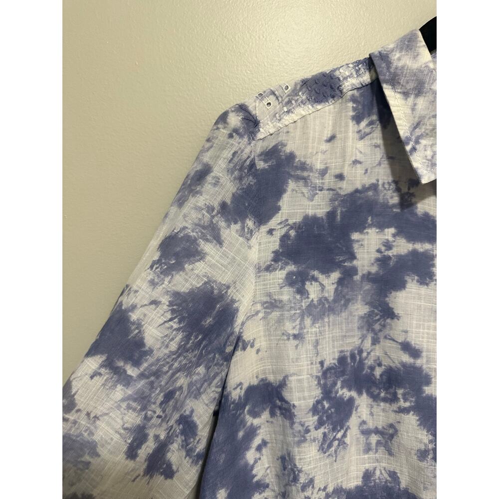 Pilcro Anthropologie The Cate Tie Dye Embroidered Button Down Blouse Size Small - Picture 2 of 11